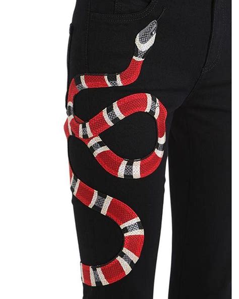 gucci snake pants cheap|gucci jean jacket with snake.